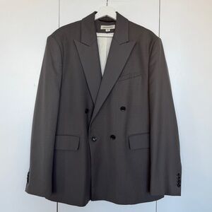 Nanushka x ZARA Double-Breasted Blazer, Gray Wool Blend, Size M, Relaxed Fit